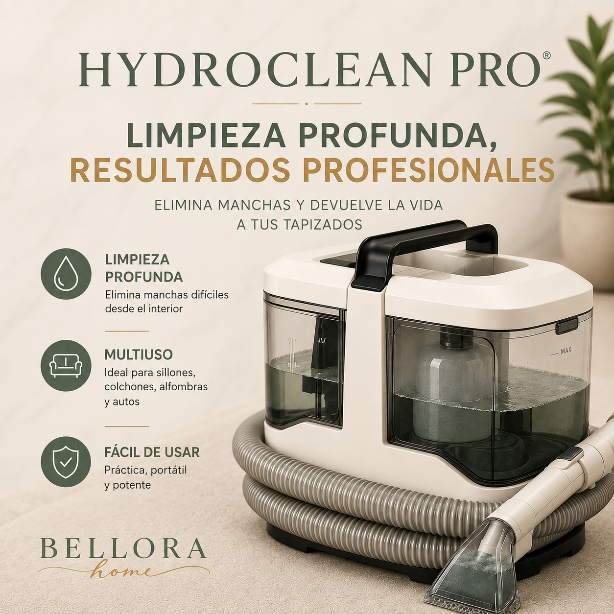 HydroClean Pro® - Aspiradora Limpia Tapizados