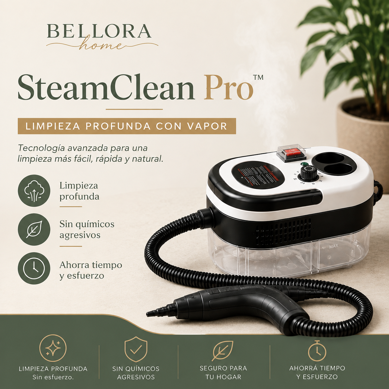 SteamClean Pro™ - Limpieza profunda con vapor