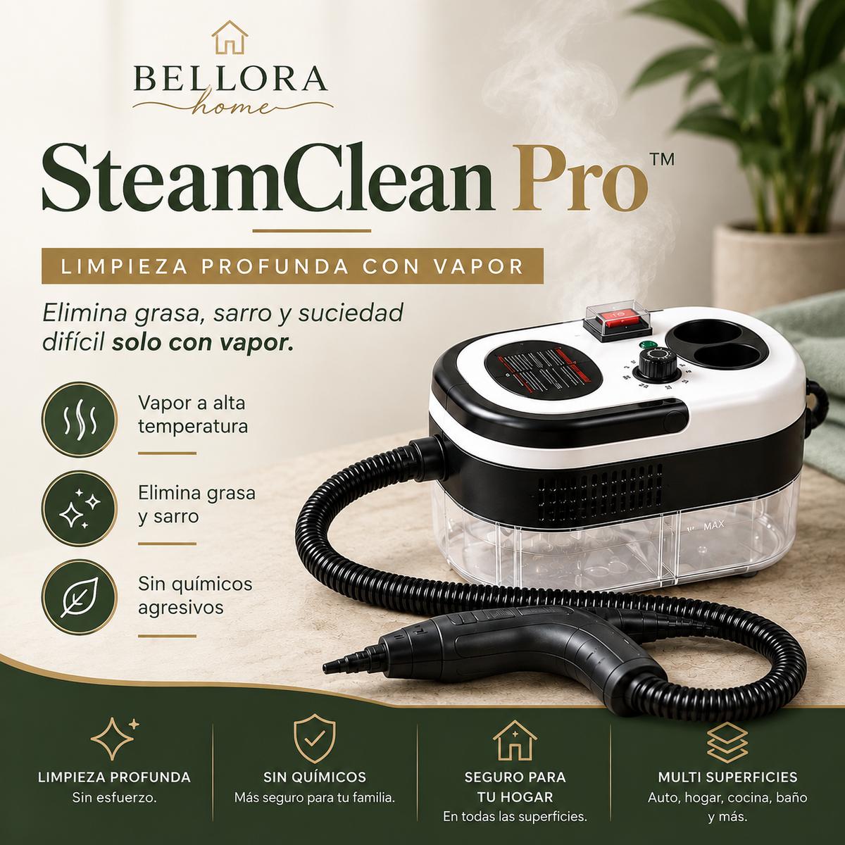 SteamClean Pro™ - Eliminá grasa y sarro sin químicos
