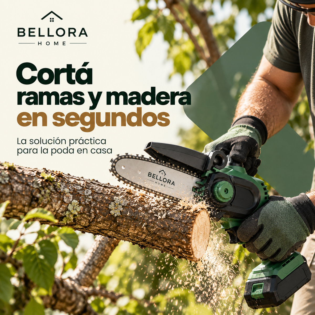 Motosierra Inalámbrica Bellora™ | Cortá Ramas y Madera Sin Esfuerzo
